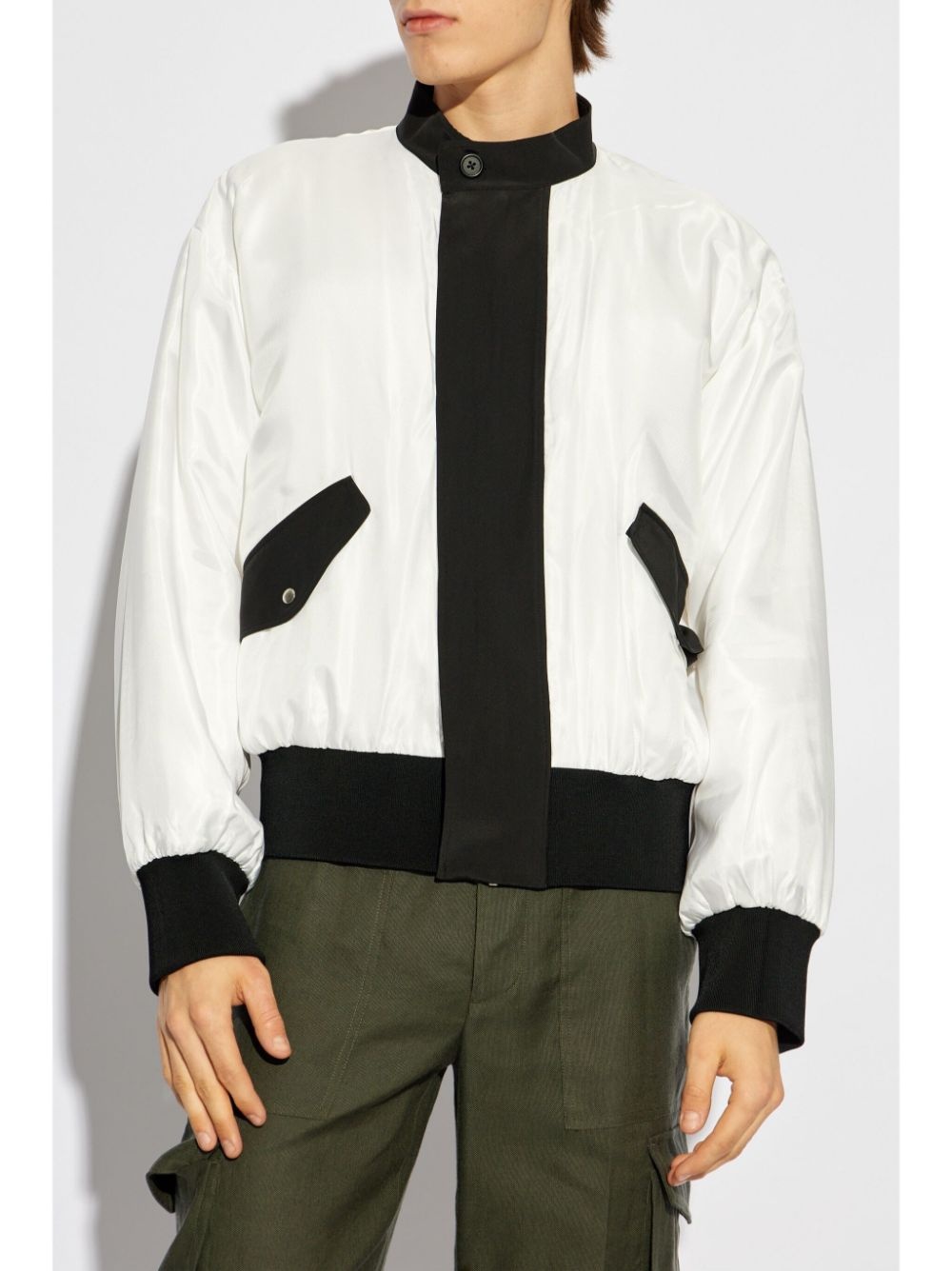 layered silk bomber jacket - 6