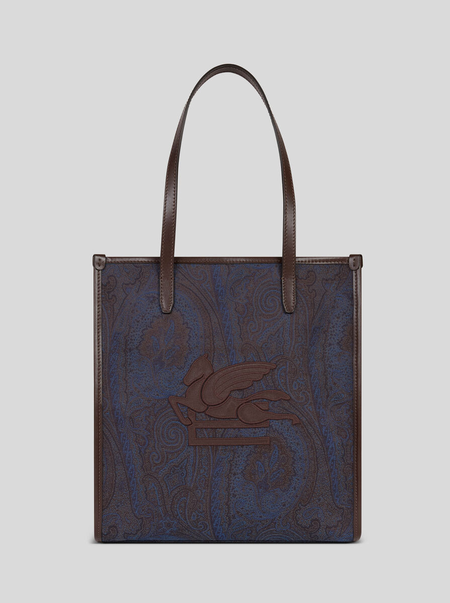 MEDIUM LOVE TROTTER BAG WITH BLUE PAISLEY MOTIF - 1
