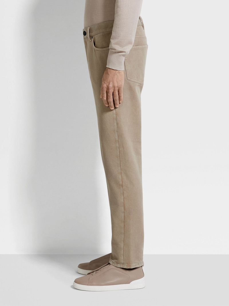 LIGHT TAUPE COTTON AND CASHMERE ROCCIA PANTS 3