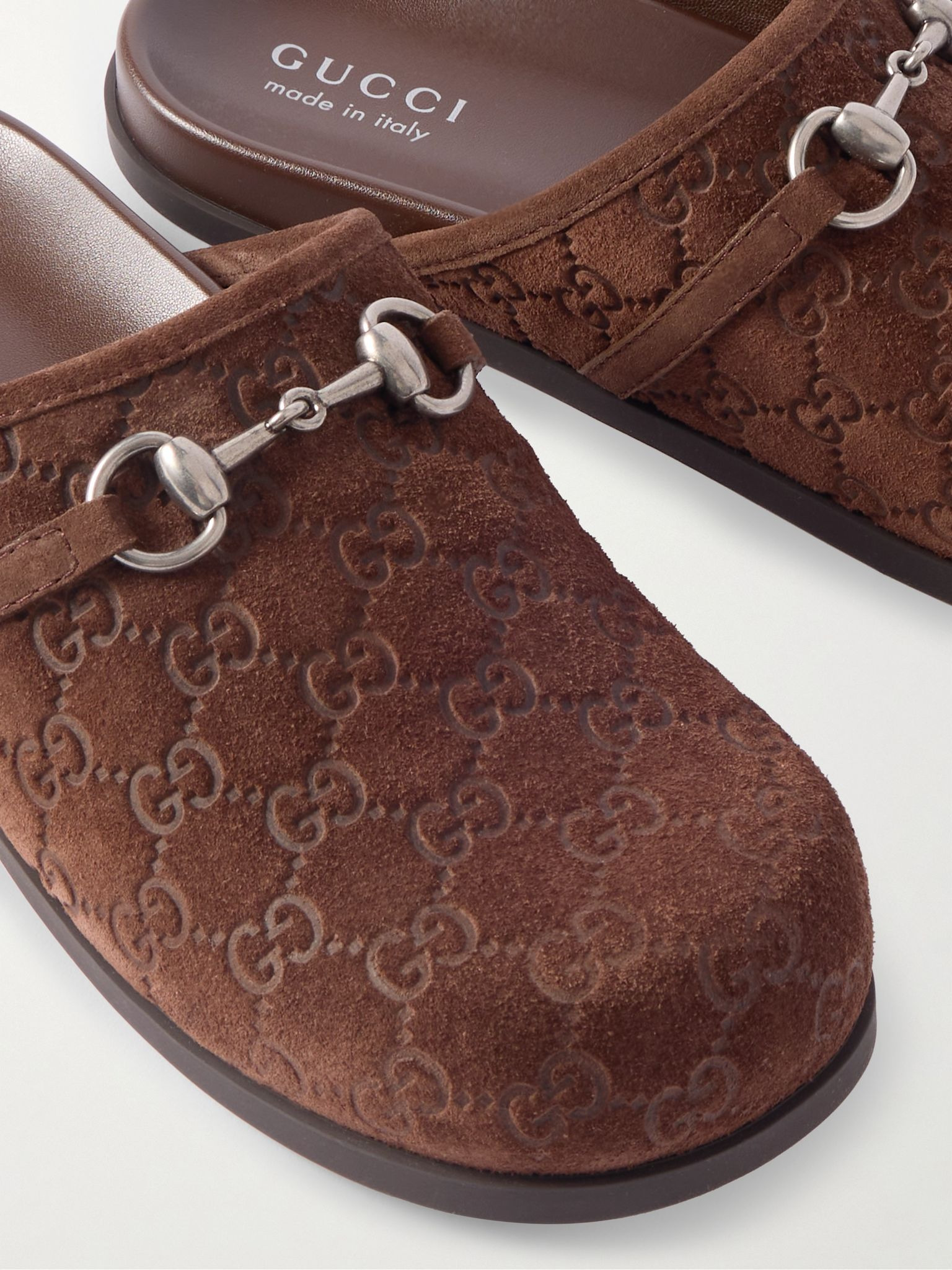 Rhein Horsebit-Embellished Suede Mules Brown - 5
