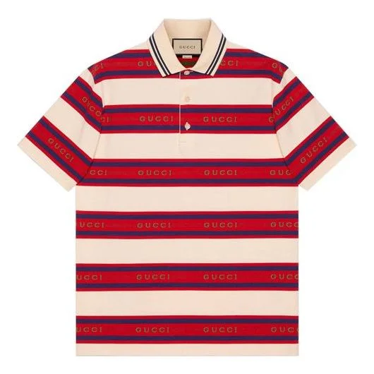 GUCCI SS21 Gucci Stripe Logo Polo 'Ivory Red' 645258-XJC6I-9209 - 1