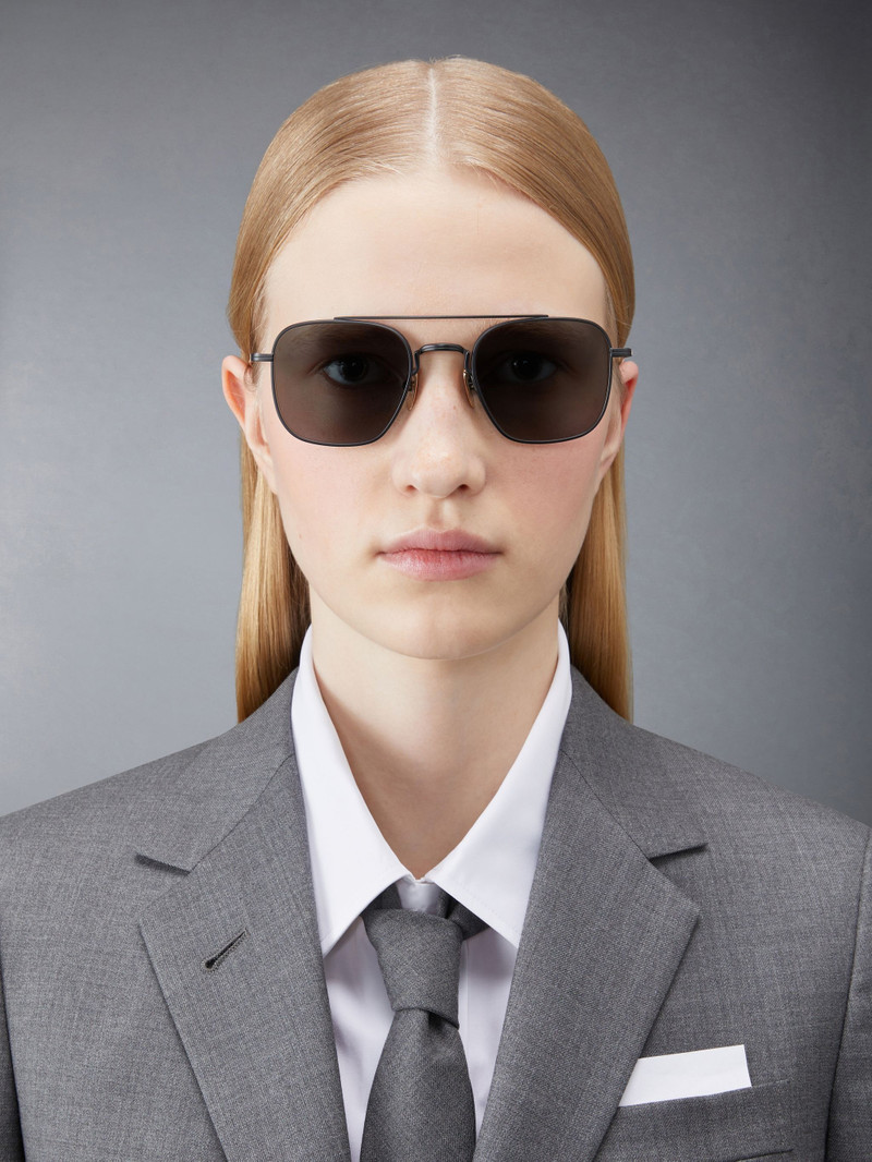 Thom Browne SQUARED AVIATOR SUNGLASSES IN TITANIUM outlook