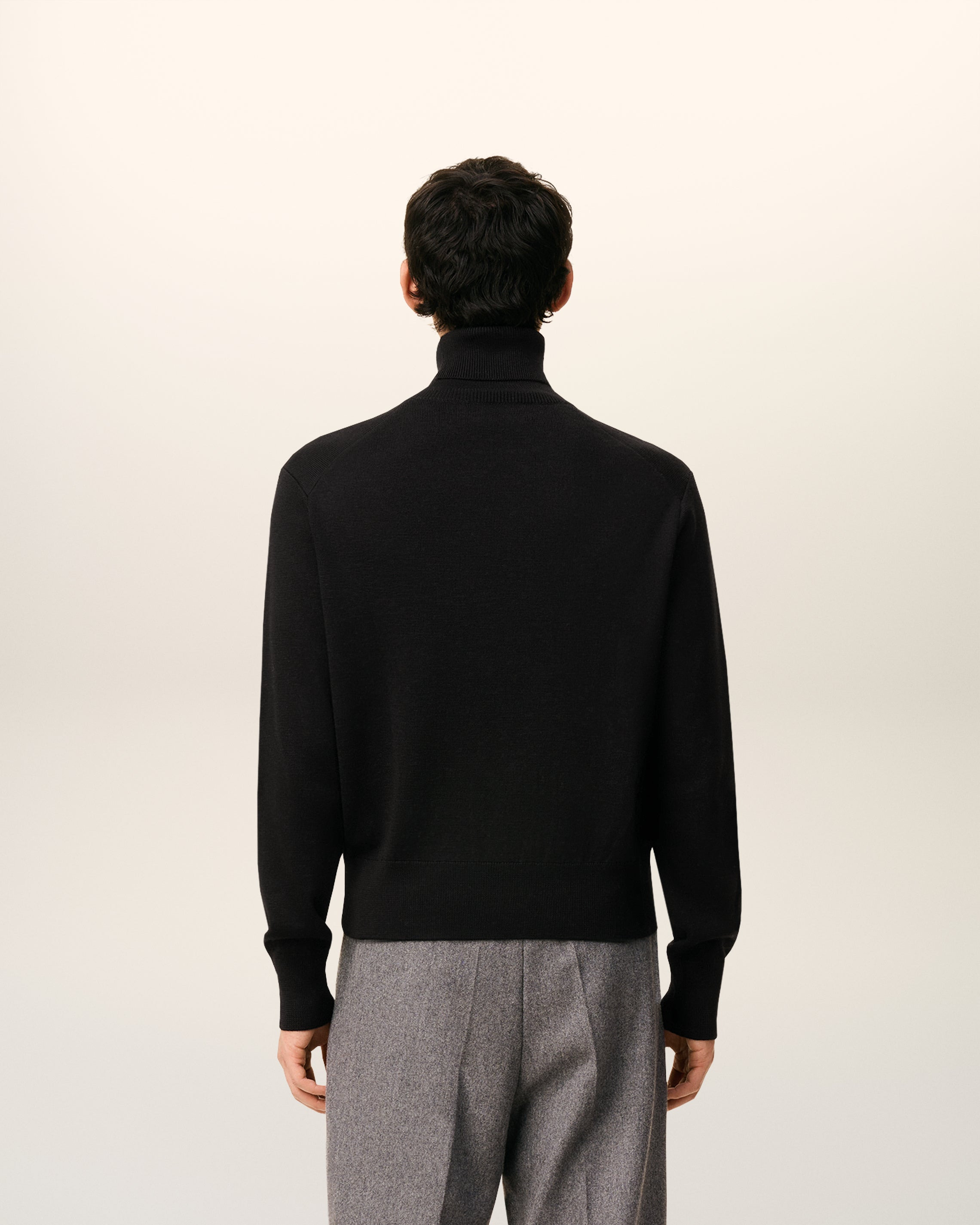 BLACK WOOL AMI DE COEUR TURTLE NECK SWEATER - 5
