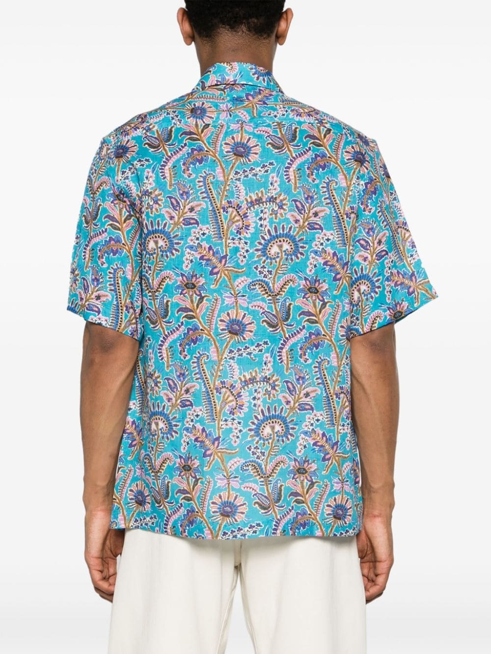 floral-print linen shirt - 4