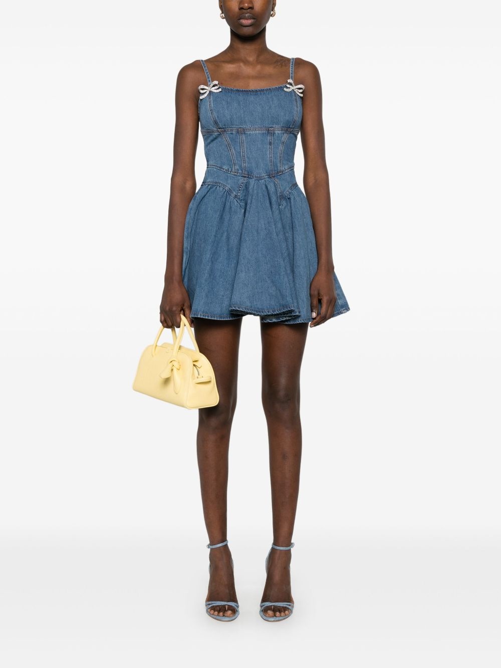denim flared mini dress - 2