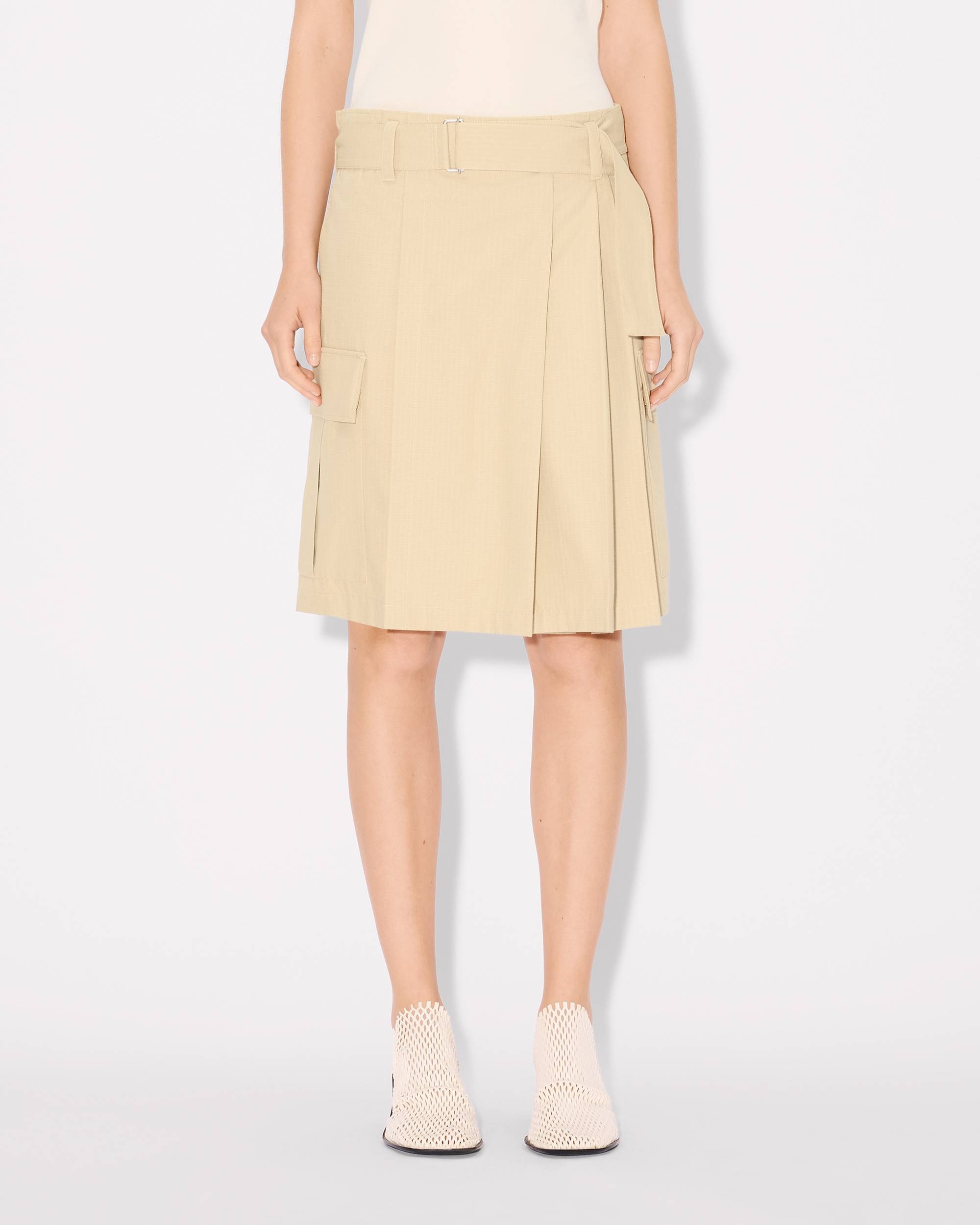 Asymetric skirt with cargo details in cotton - 4