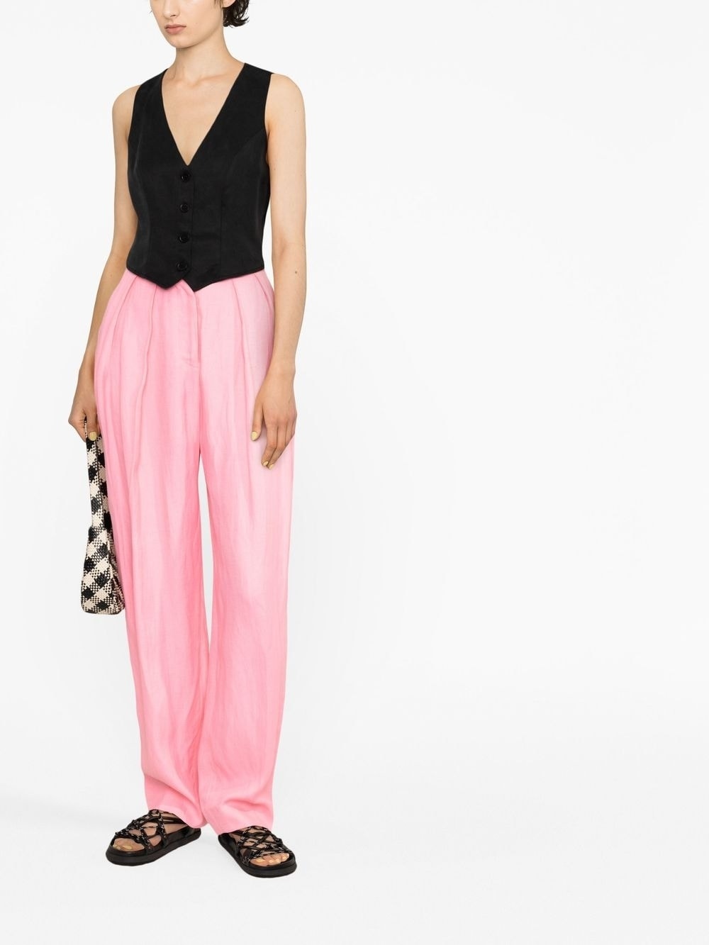 pleated straight-leg trousers - 2