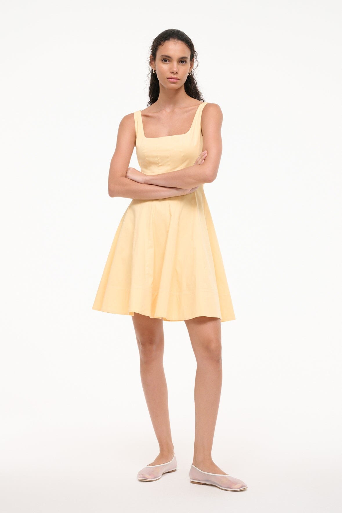 STAUD WELLS MINI DRESS PALE HONEY - 5