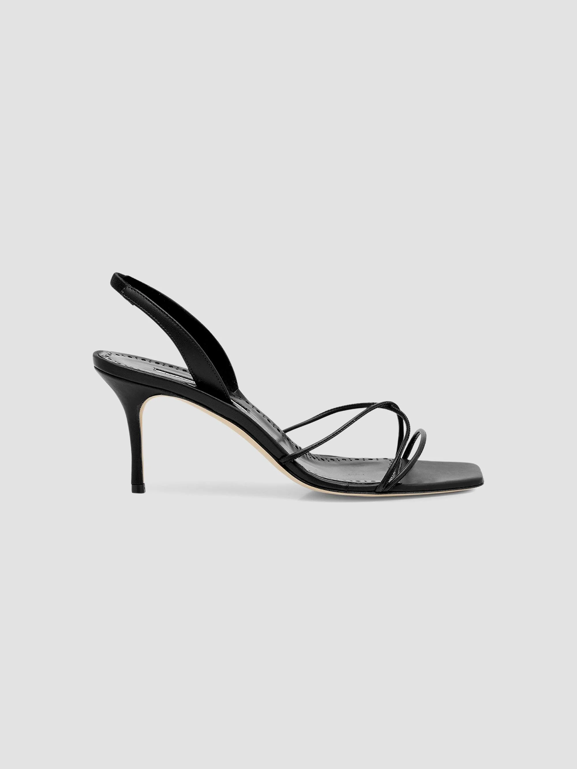 Women's 70MM Leather Slingback Sandals - Black - 1