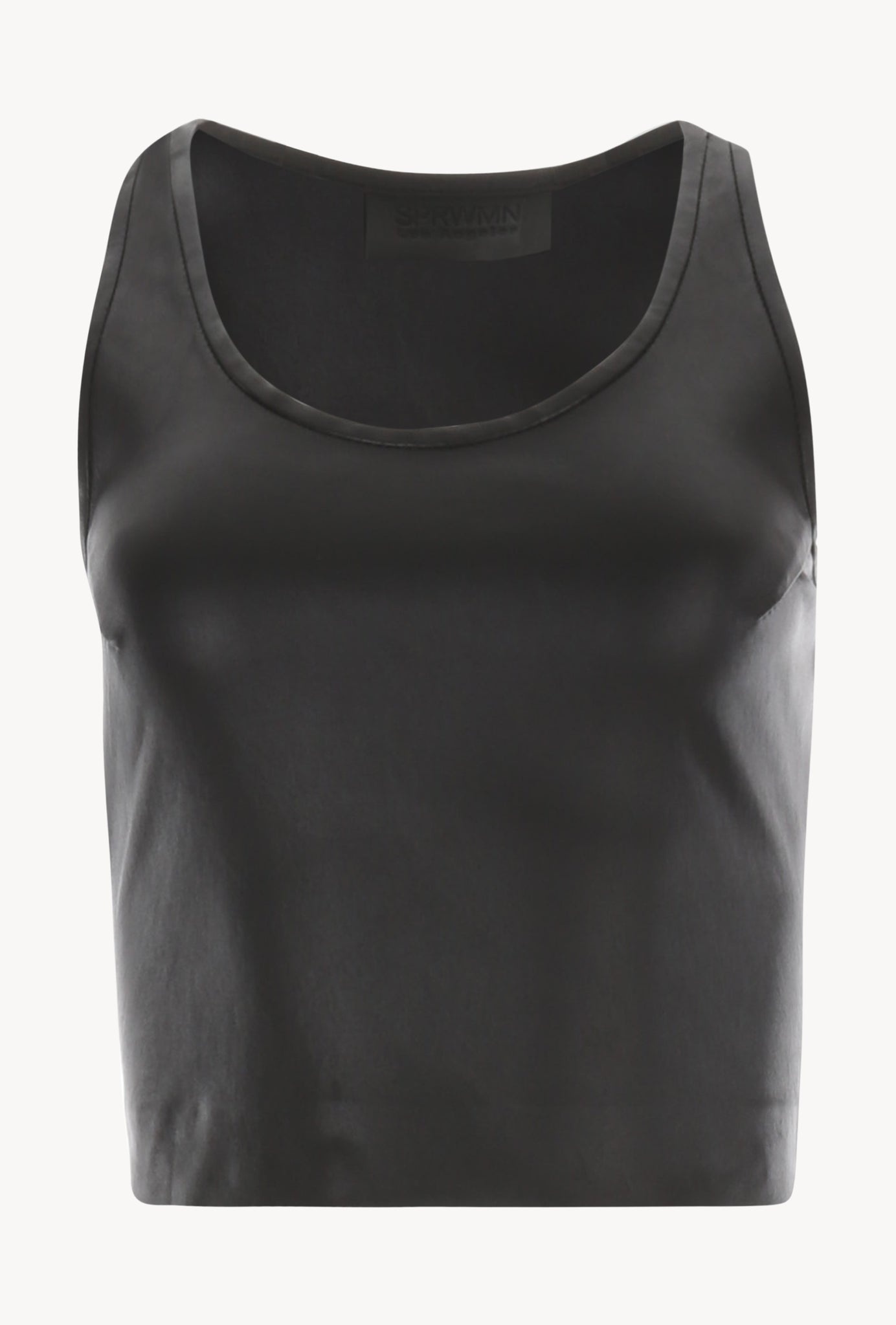 BLACK LEATHER CROPPED RACERBACK TANK - 4