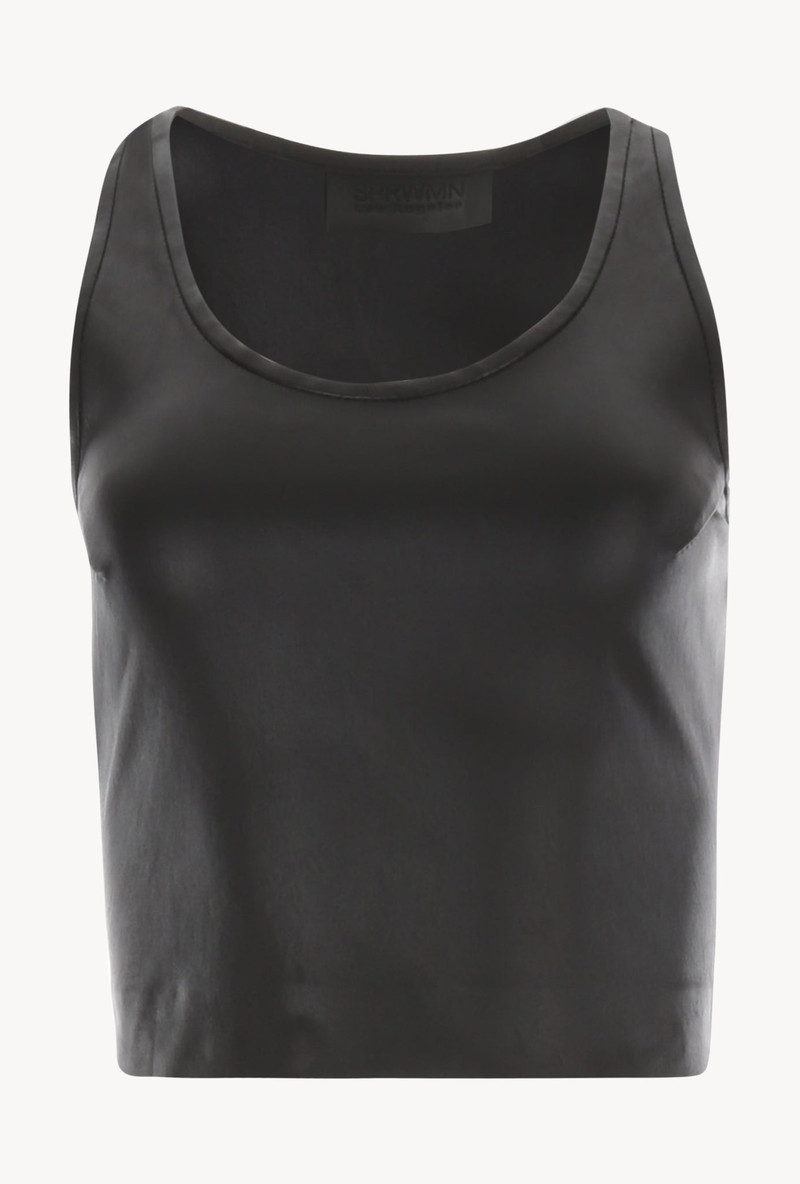 BLACK LEATHER CROPPED RACERBACK TANK 4