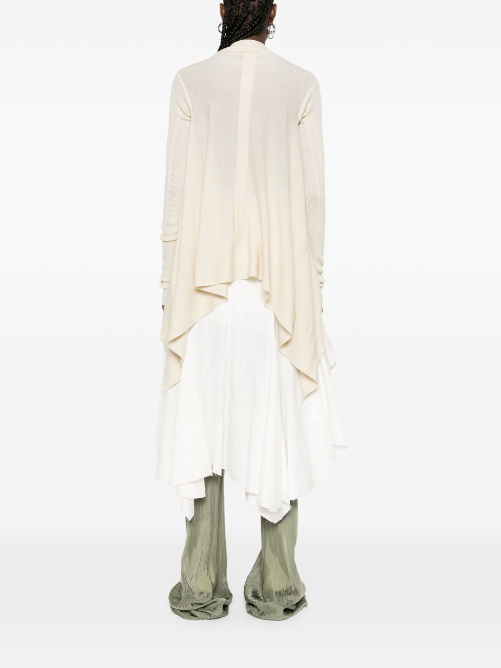 ribbed asymmetric-hem cardigan - 4