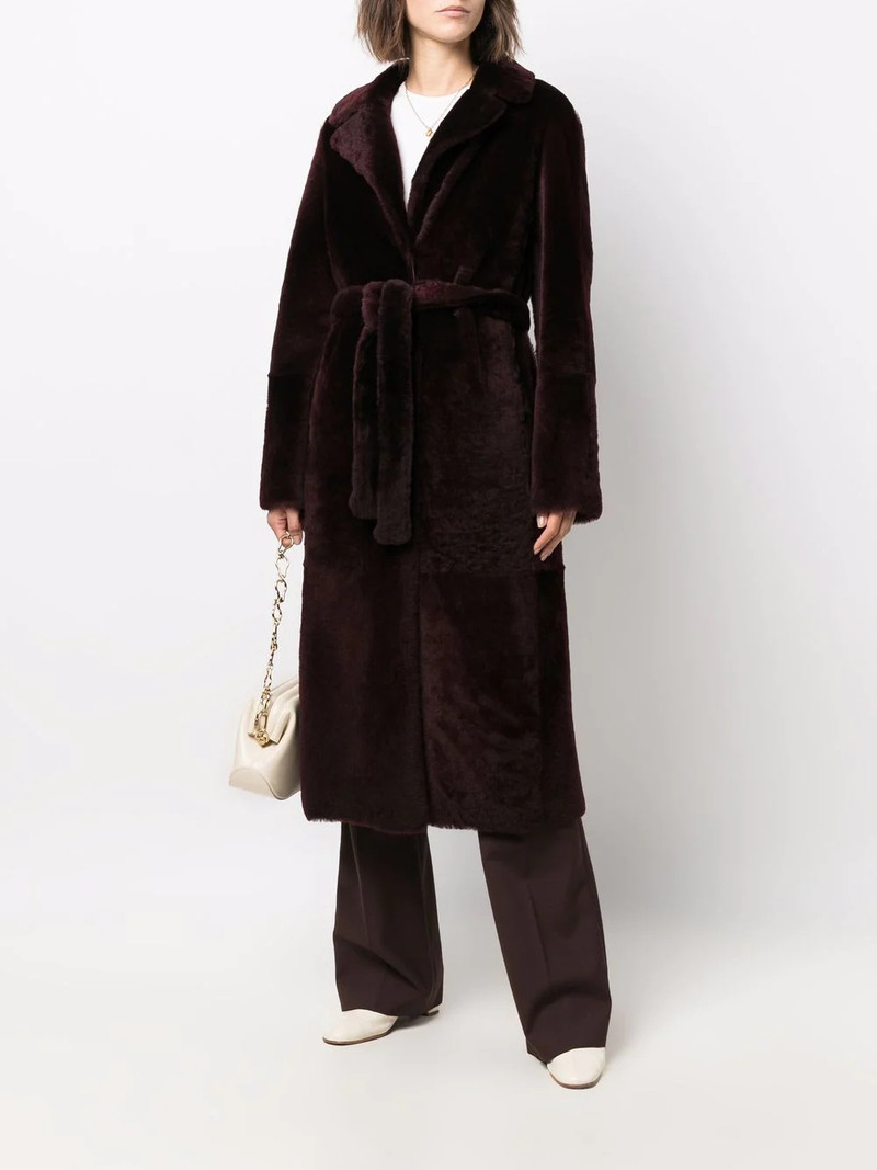 Yves Salomon long belted shearling coat outlook