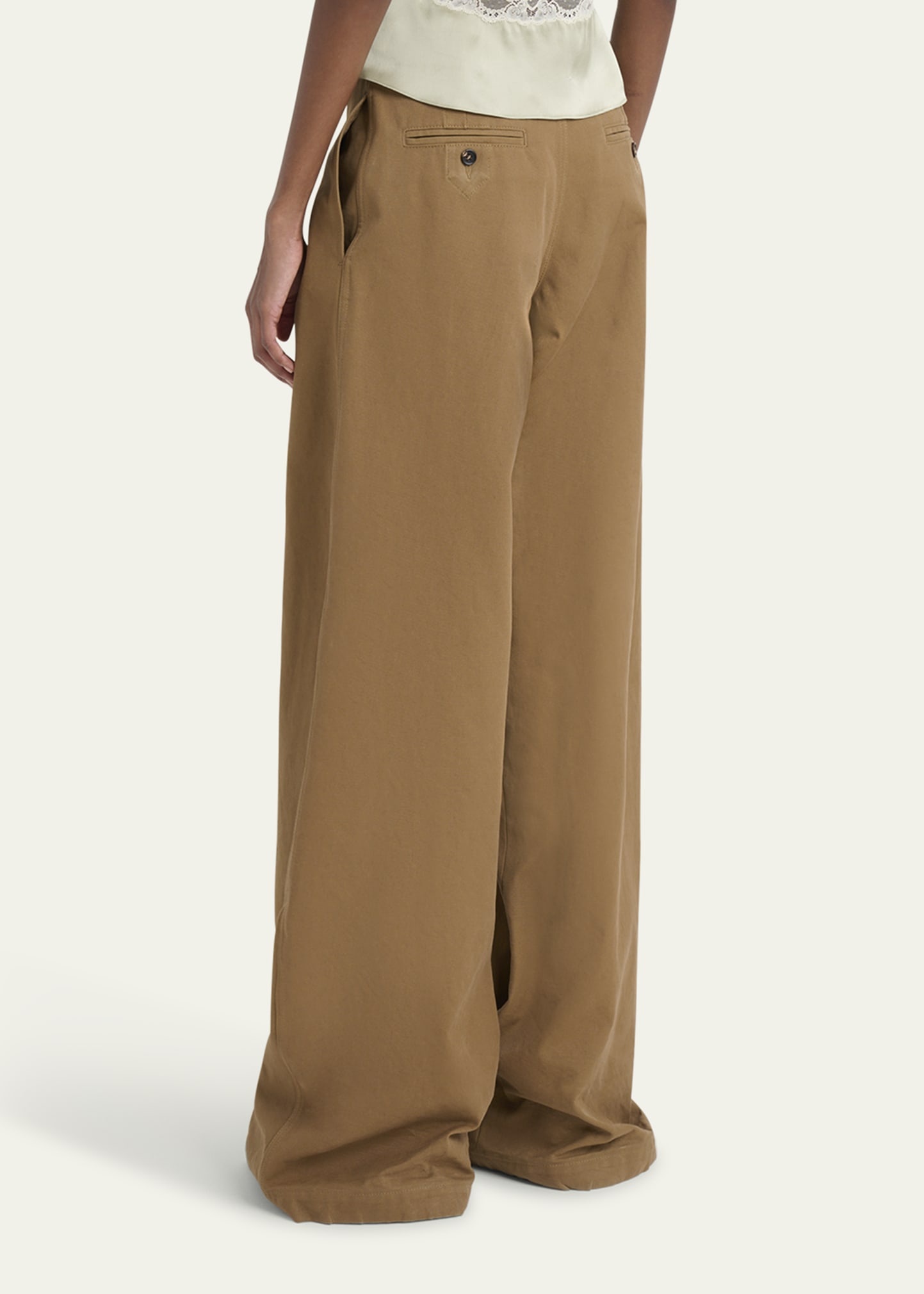 Pleated Wide-Leg Cotton Trousers - 3
