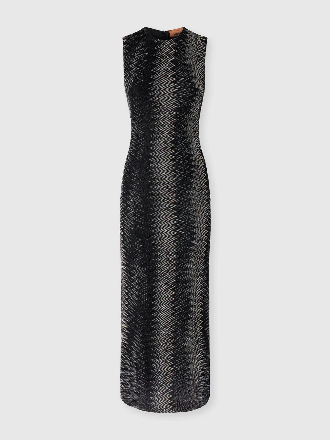 Flared midi dress in viscose lamé chevron - 1