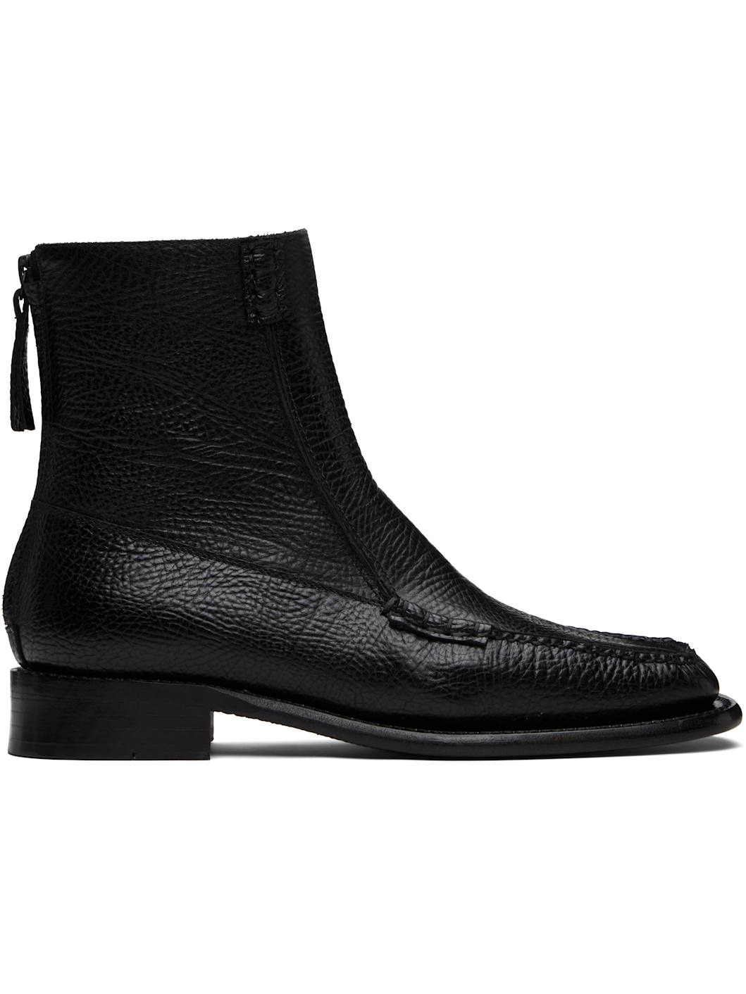 Black Quadra Grainy Boots - 1