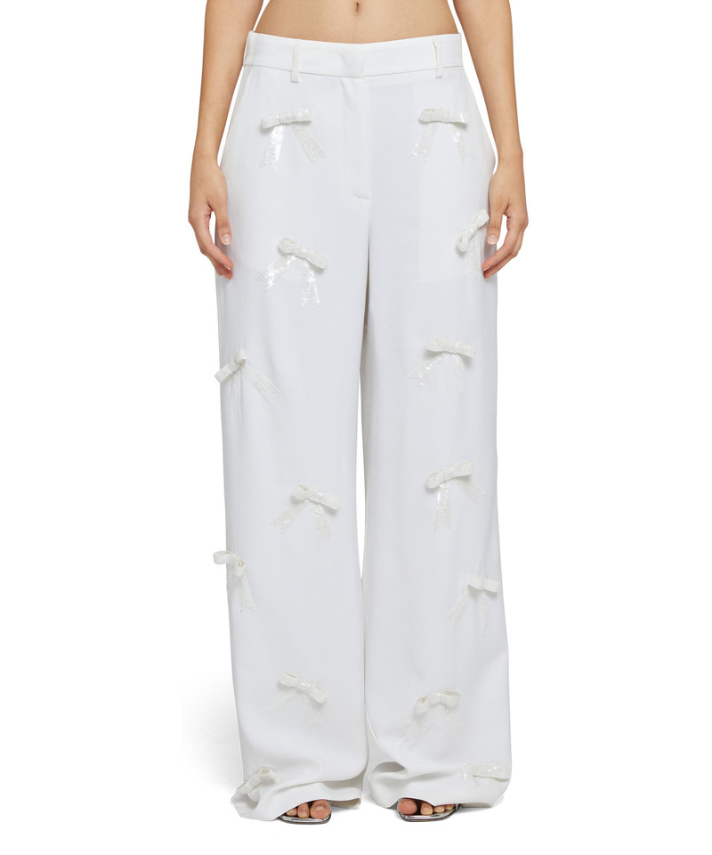 MSGM Tailored viscose full-length pants with contrasting bows outlook