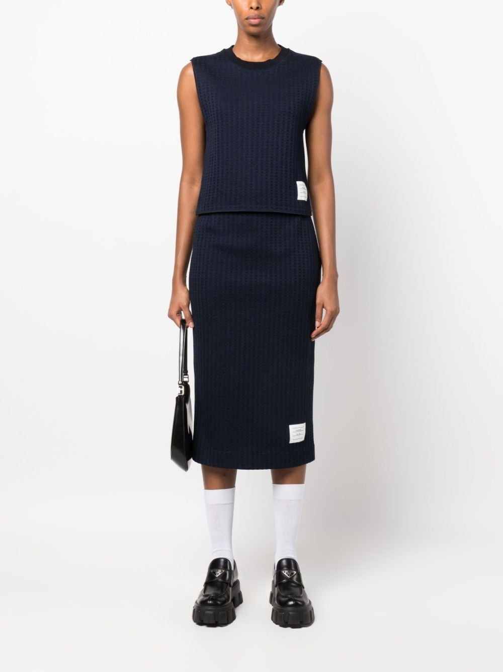 logo-patch jacquard top - 2