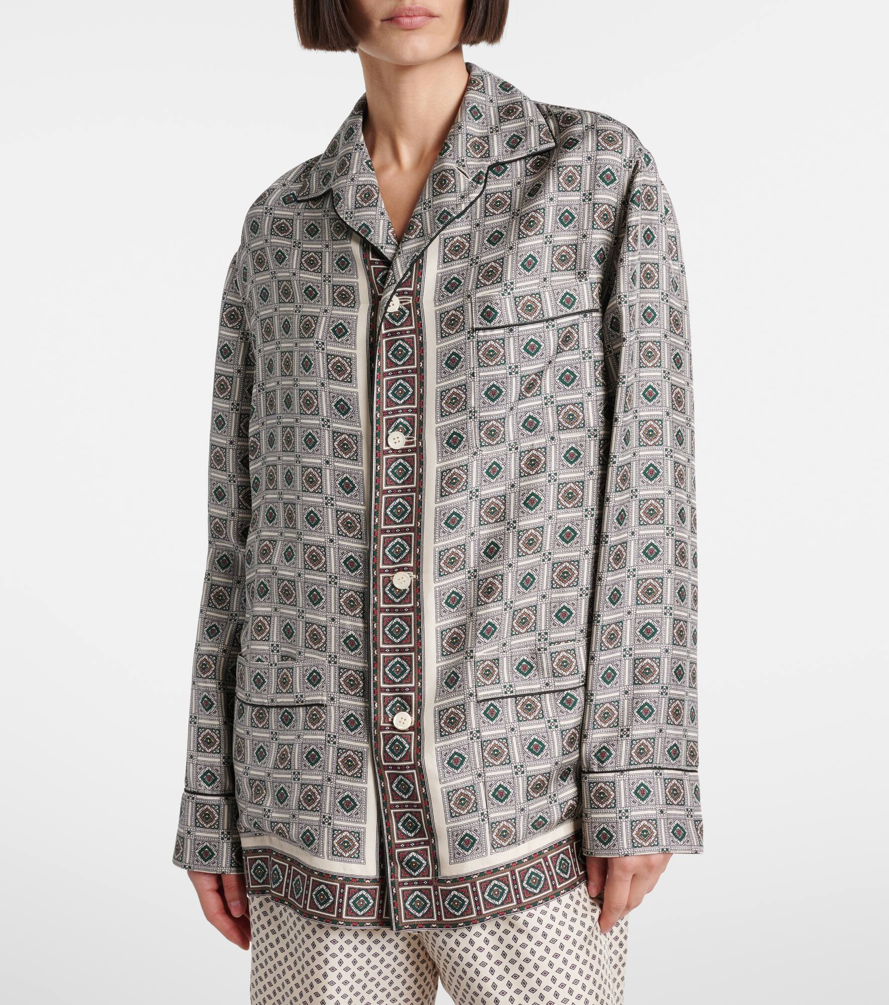 Lian printed silk twill shirt - 5