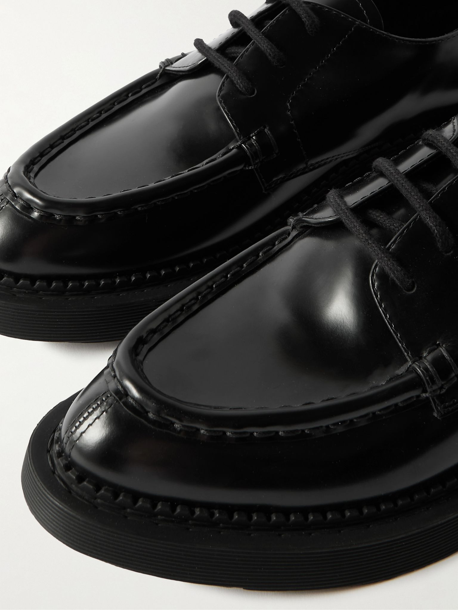 Wim Polished-Leather Derby Shoes Black - 6