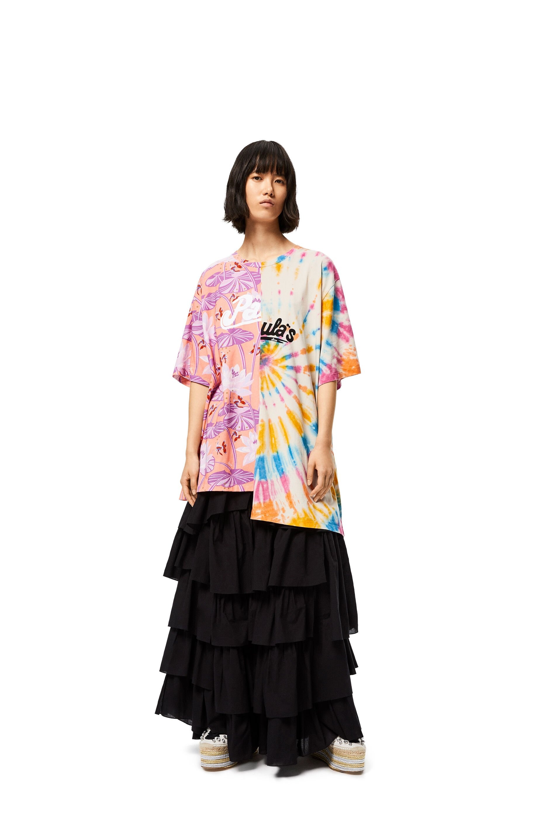 Asymmetric oversize T-shirt in waterlily cotton - 2