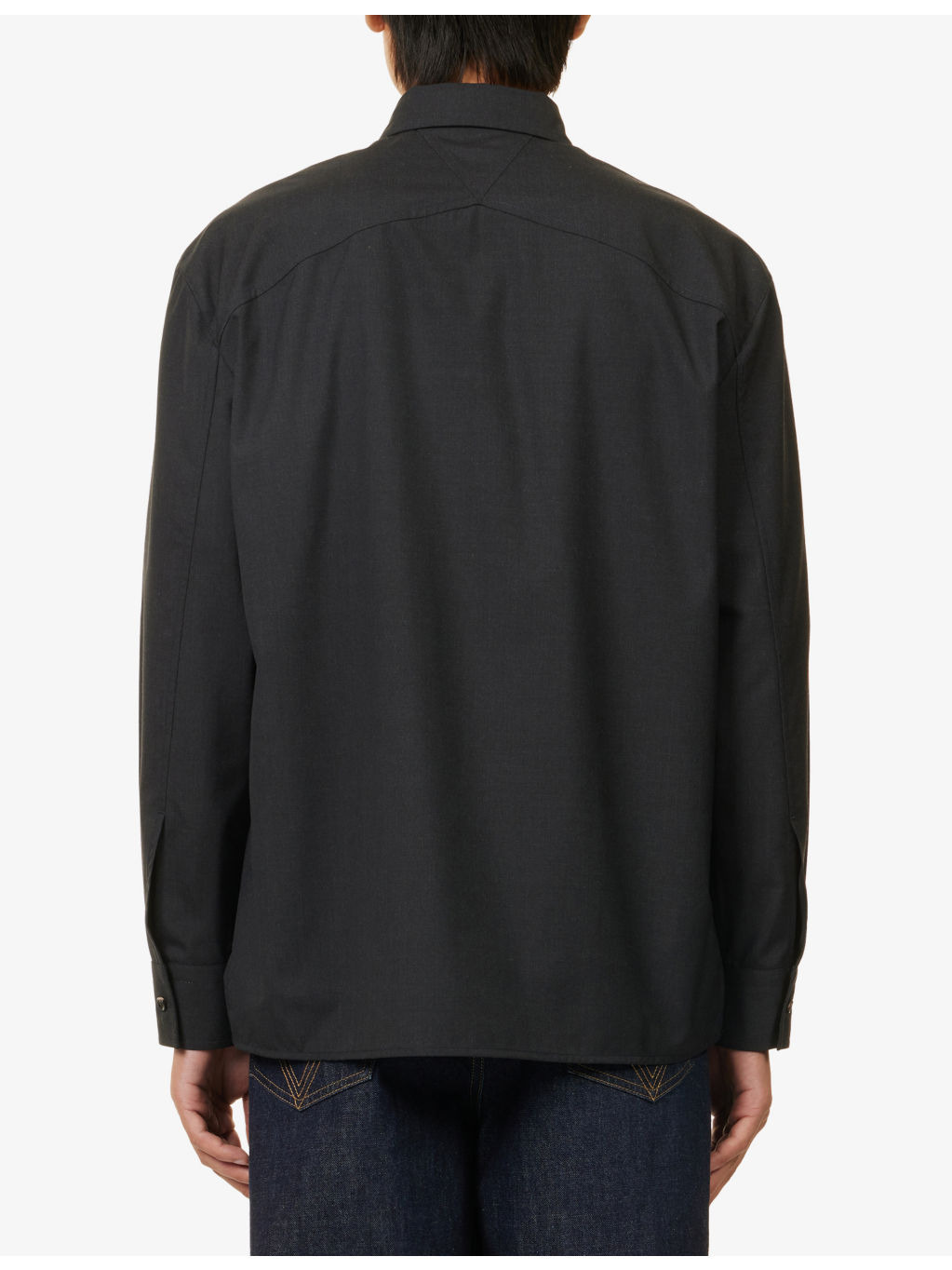 Regular-Fit V-Yoke Wool Shirt - 4