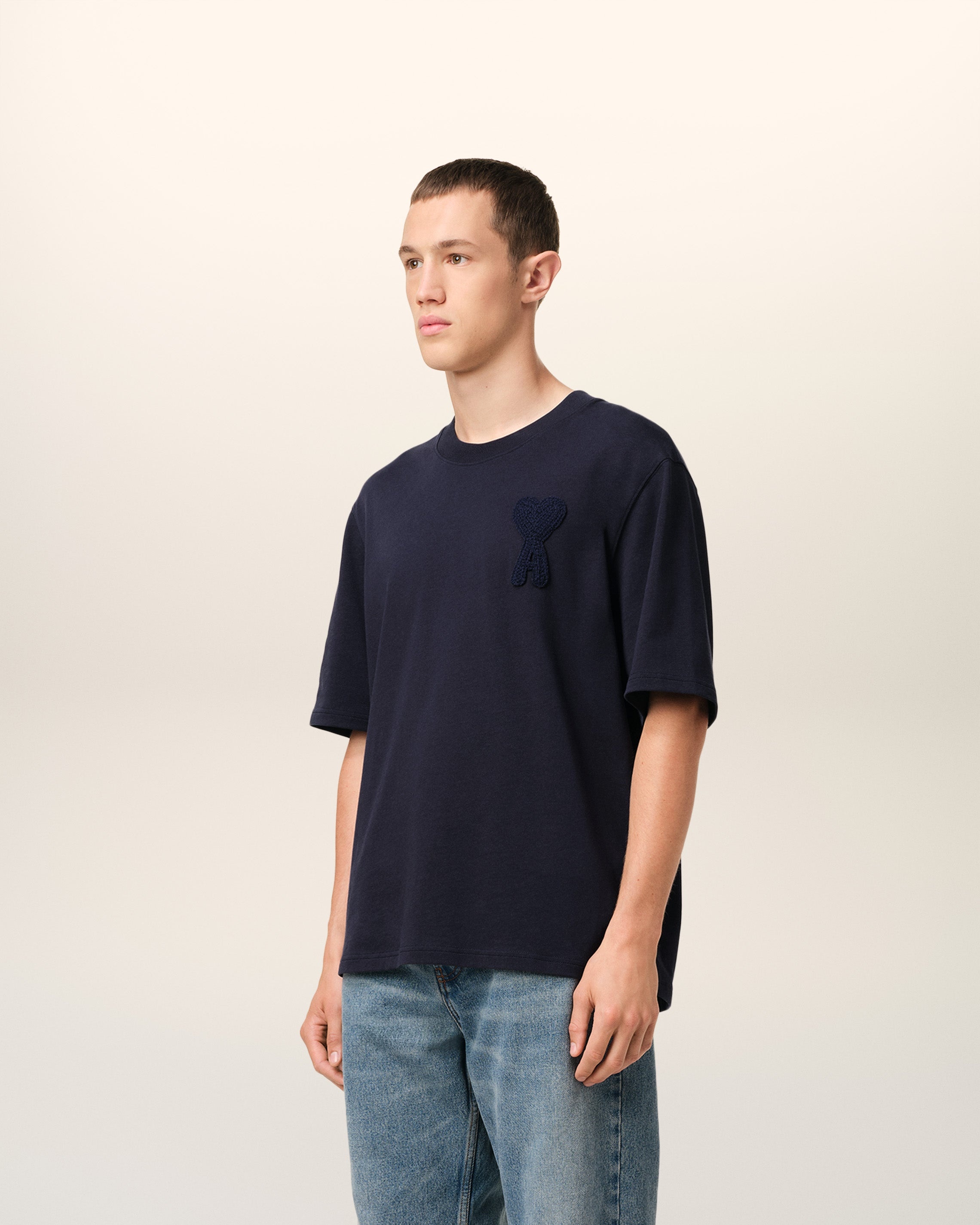NAVY COTTON AMI DE COEUR PATCH T-SHIRT - 6