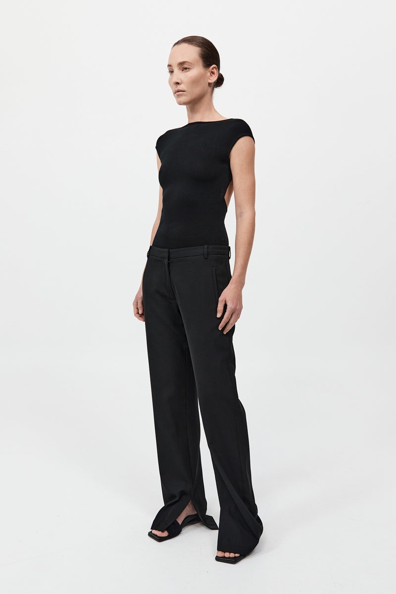 90s Split Leg Pants - Black - 4