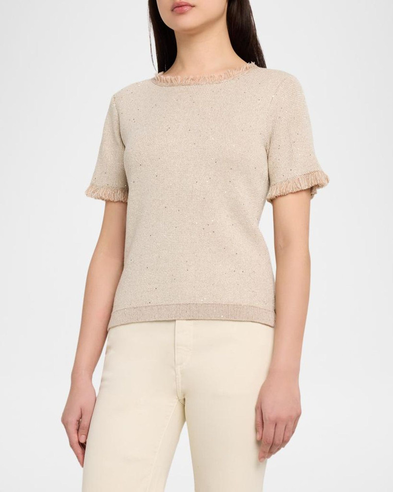 Kate Fringe-Trim Sequin Knit Sweater 4