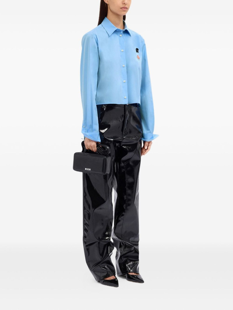 MSGM rose-embroidered cropped shirt outlook