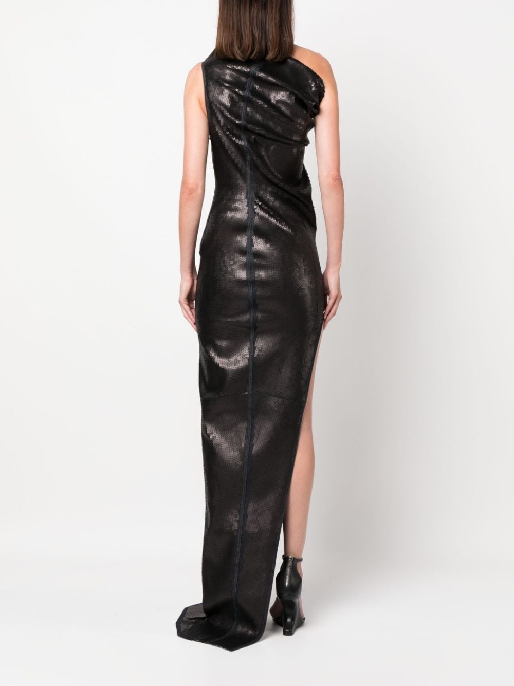 asymmetric-neck sequinned maxi dress - 4