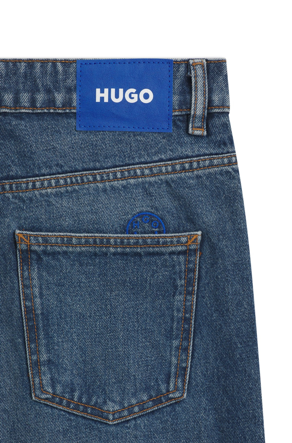 RELAXED-FIT JEANS IN BLUE COTTON DENIM - 6