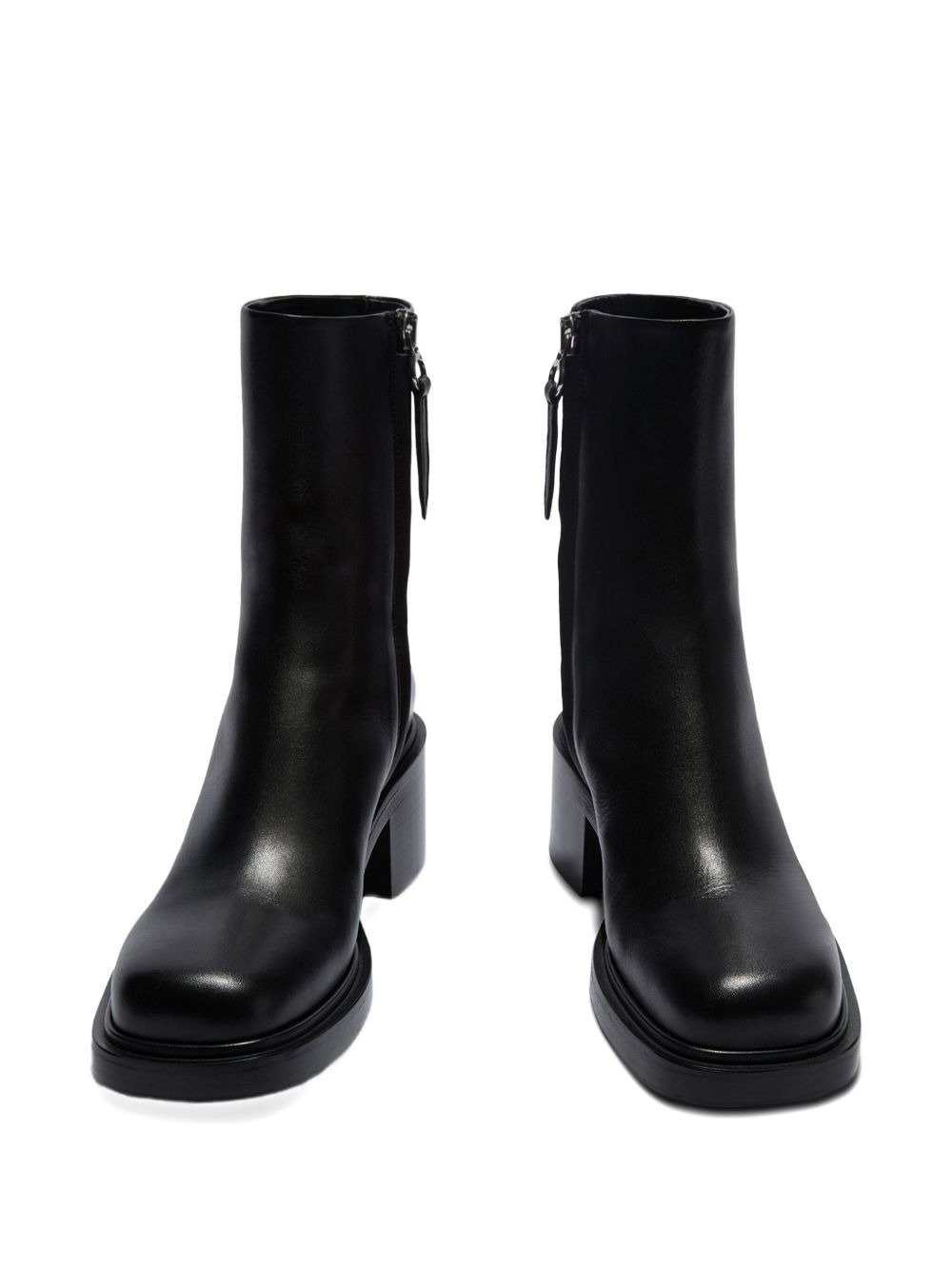 zip-front square-toe boots - 5