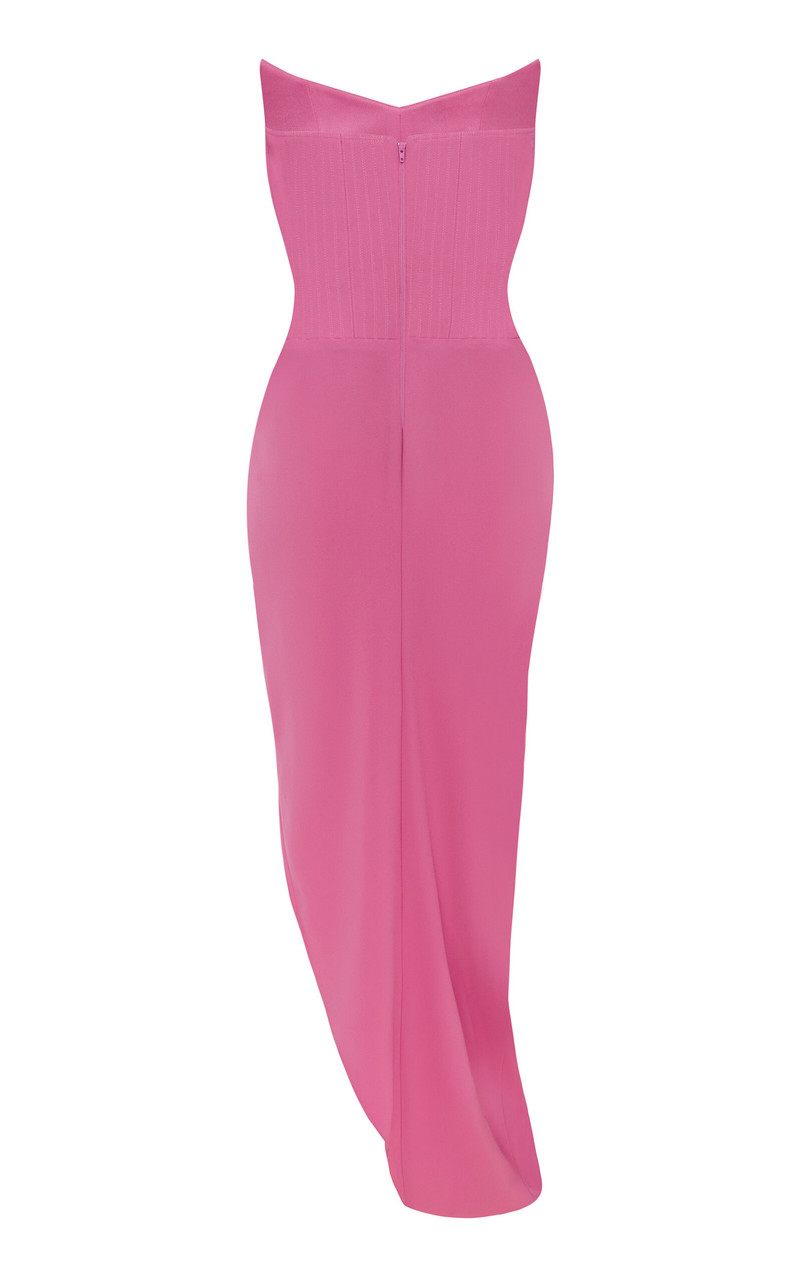 Asymmetric Crepe Corset Gown pink 5
