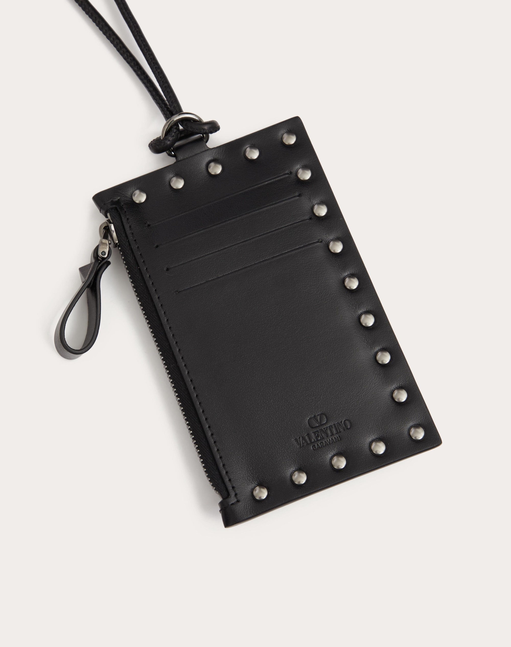ROCKSTUD CALFSKIN CARD HOLDER WITH NECK STRAP - 3