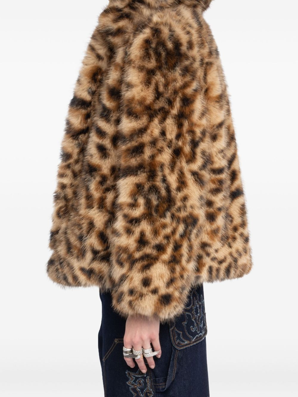 leopard-print faux-fur coat - 5