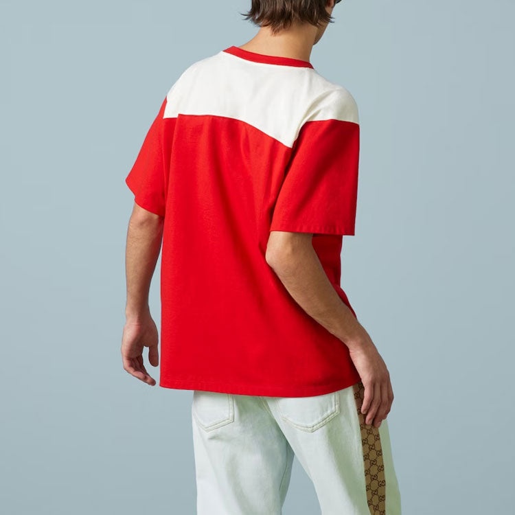 Gucci Cotton Jersey T-Shirt With Gucci Print 'Red' 756708-XJFWL-6362 - 4