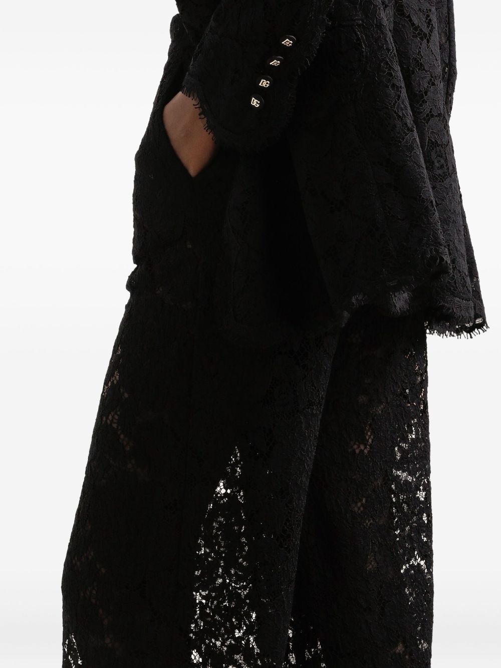 lace-detailing trousers - 5