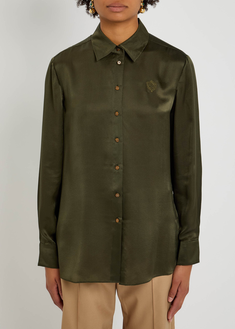 Zimmermann Hypnotic Logo-embroidered Silk-satin Shirt - 2