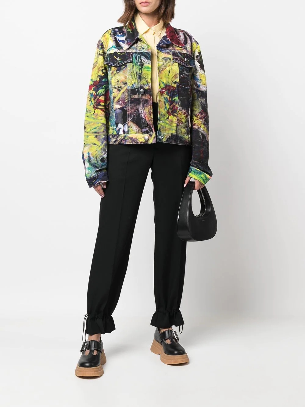 graphic-print biker jacket - 3