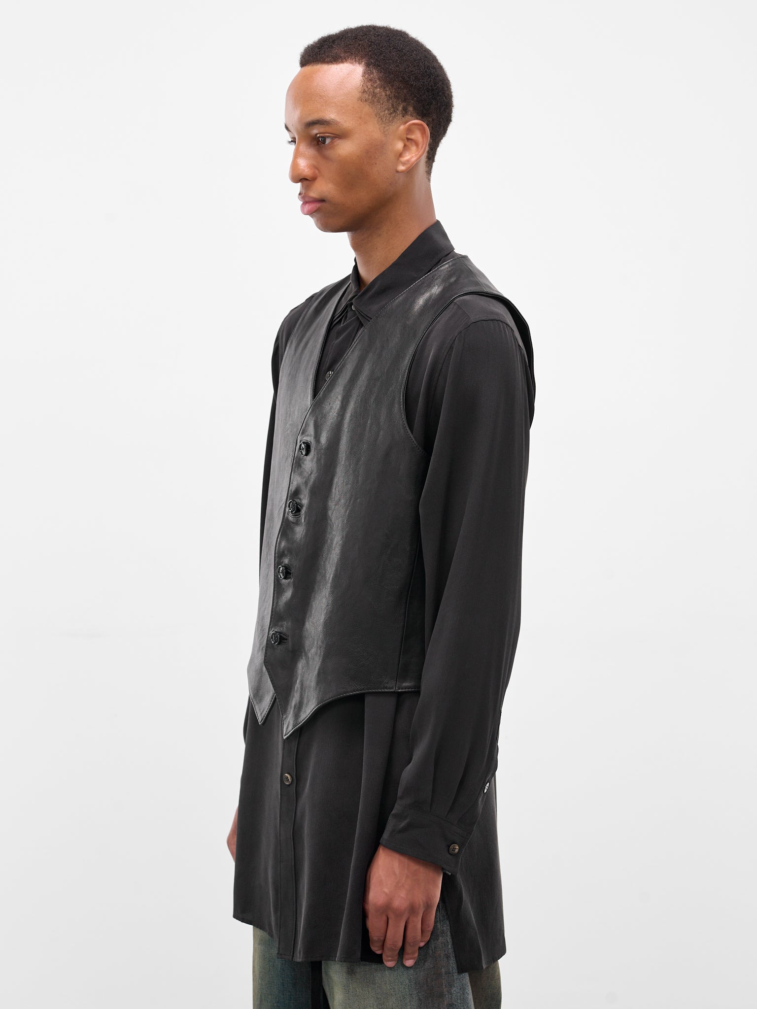 Alrik Black Lamb Leather Vest - 2
