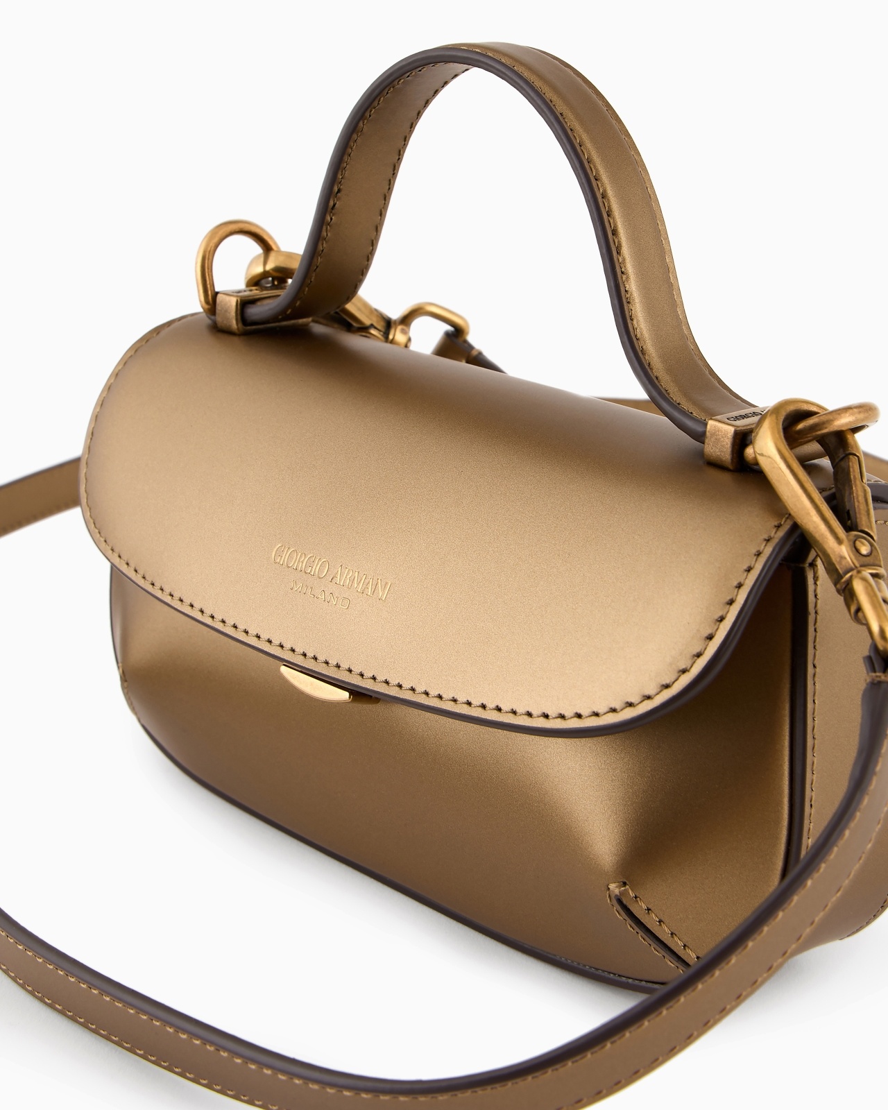 MINI LA PRIMA LAMÉ LEATHER HANDBAG - 5