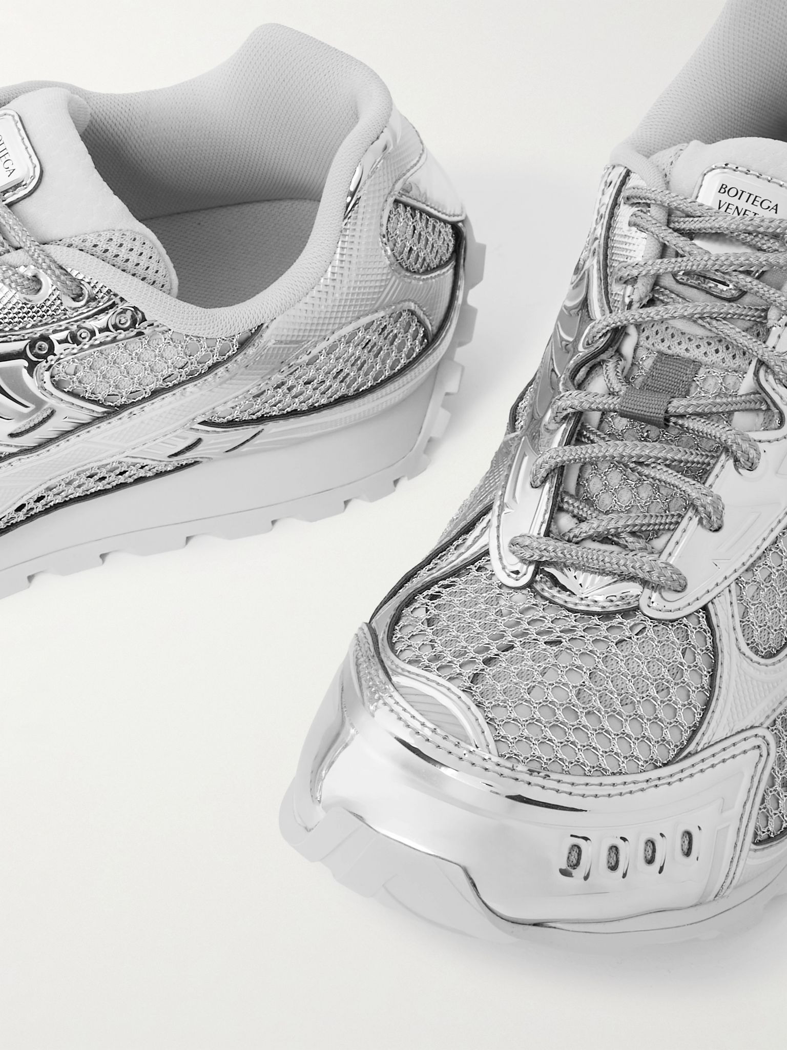 Orbit metallic rubber, mesh and fishnet sneakers Silver - 4