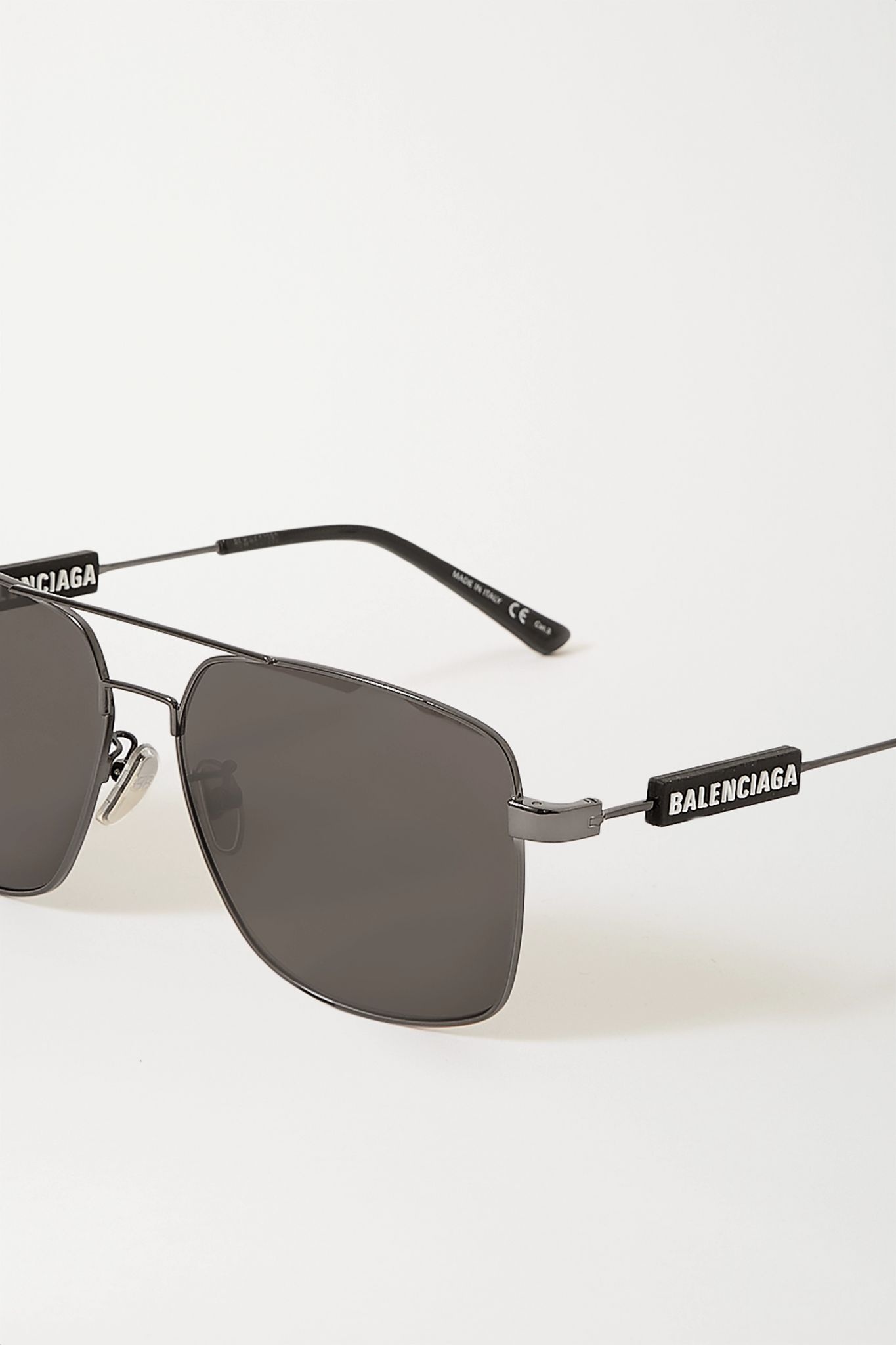 Aviator-style gunmetal-tone and rubber sunglasses - 4