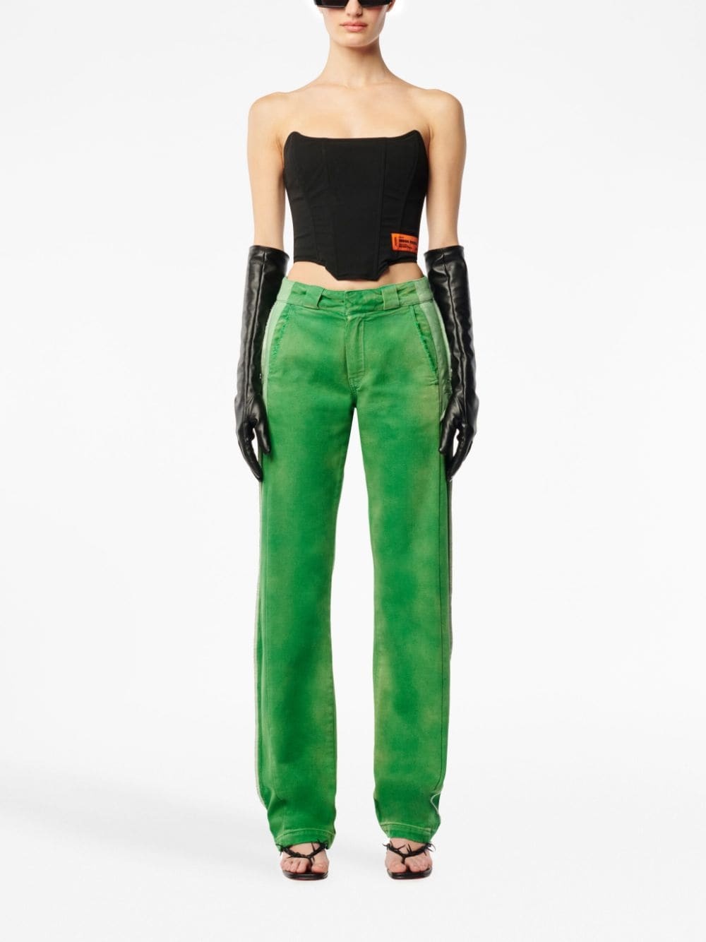 mid-rise distressed-finish trousers - 2