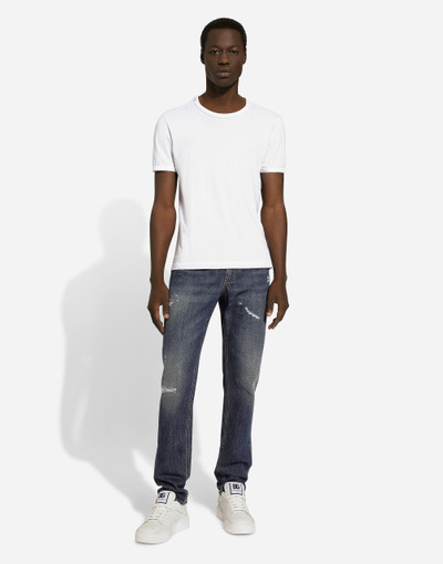 Dolce & Gabbana Regular-fit blue wash jeans with abrasions outlook