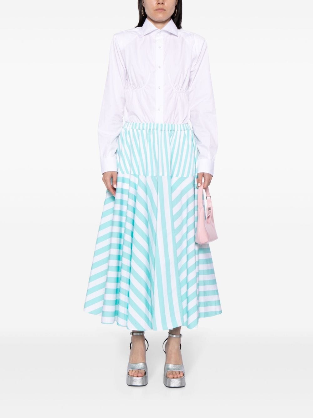 striped cotton midi skirt - 2