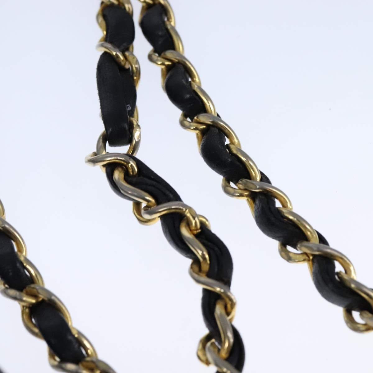 CHANEL Mademoiselle Chain Shoulder Bag Lamb Skin Black Gold CC - 14