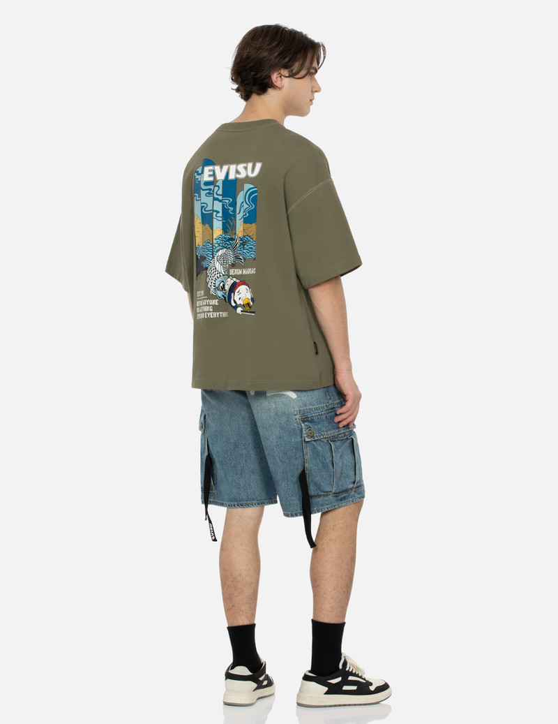 EVISU SEAGULL PRINT RELAX FIT DENIM SHORTS outlook