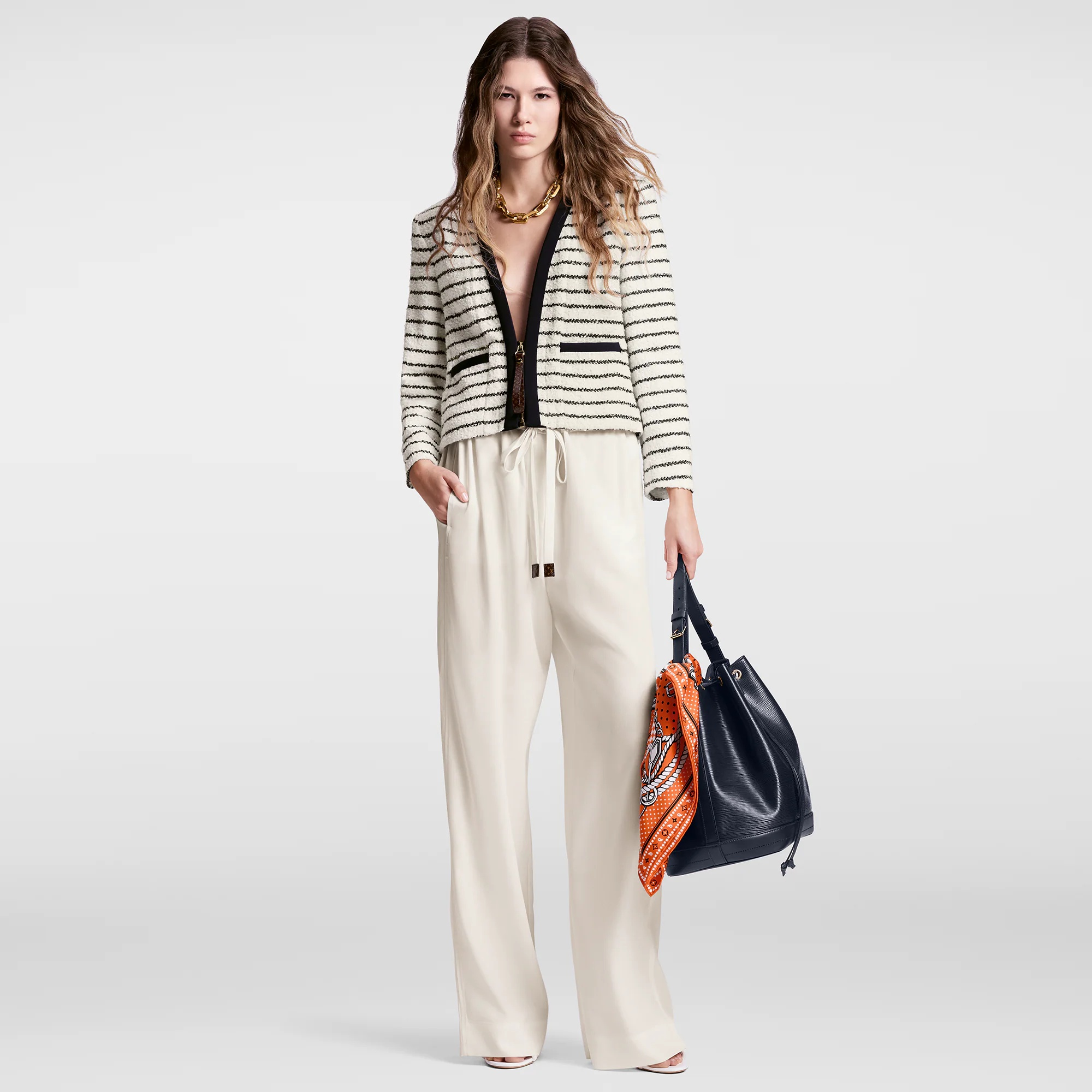Striped Tweed Boxy Jacket - 4